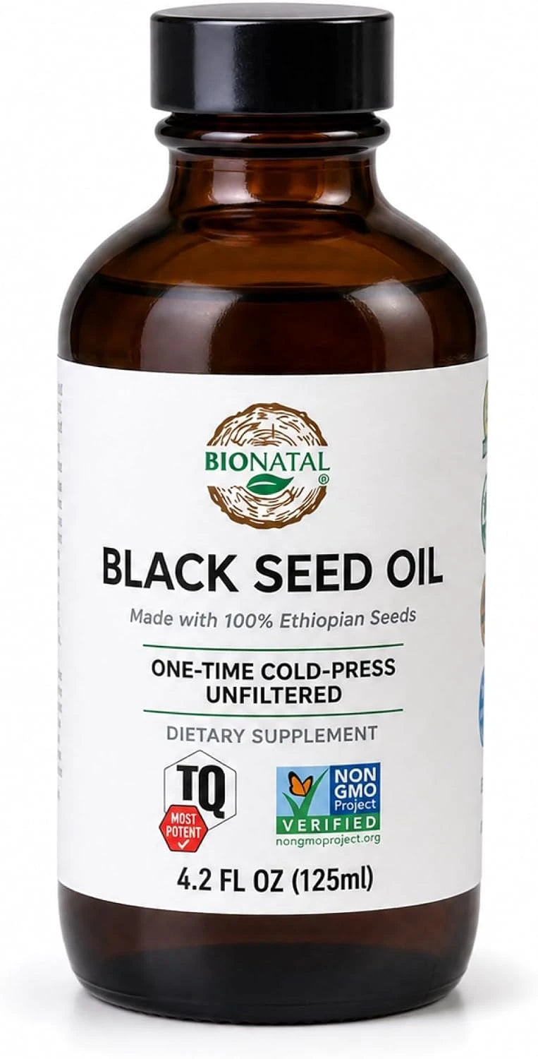 BioNatal Premium Black Seed Oil + DHA Softgels – 5% Thymoquinone (TQ) – Algal Oil Omega-3 & Organic Flaxseed Oil – 2000mg Total Complex – Supports Immunity, Brain, and Joint Health – 60 Softgels