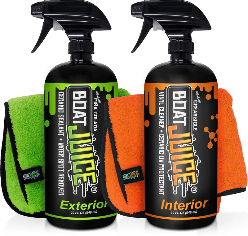 Boat Juice Necessity Boat Cleaner Kit, Interior & Exterior Spray + 2 Towels