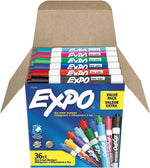 EXPO Dry Erase Markers, Low Odor Ink, Assorted Fashion Colors, Chisel Tip, 36 Count - Easily Erases, Ideal for Classroom, Home, Office, Back to School, Teacher Supplies