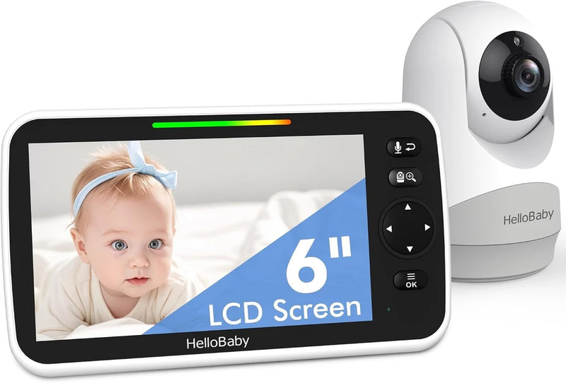 HelloBaby 6" IPS Large Screen Baby Monitor with Camera and Audio, No WiFi