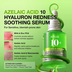 Anua Azelaic Acid 10 Hyaluron Redness Soothing Serum, 1.01 fl oz | Facial Serum for Blemish-Prone &amp; Oily-Prone Skin, Lightweight &amp; Hydrating Blemish Care, Hyaluronic Acid, Korean Skincare