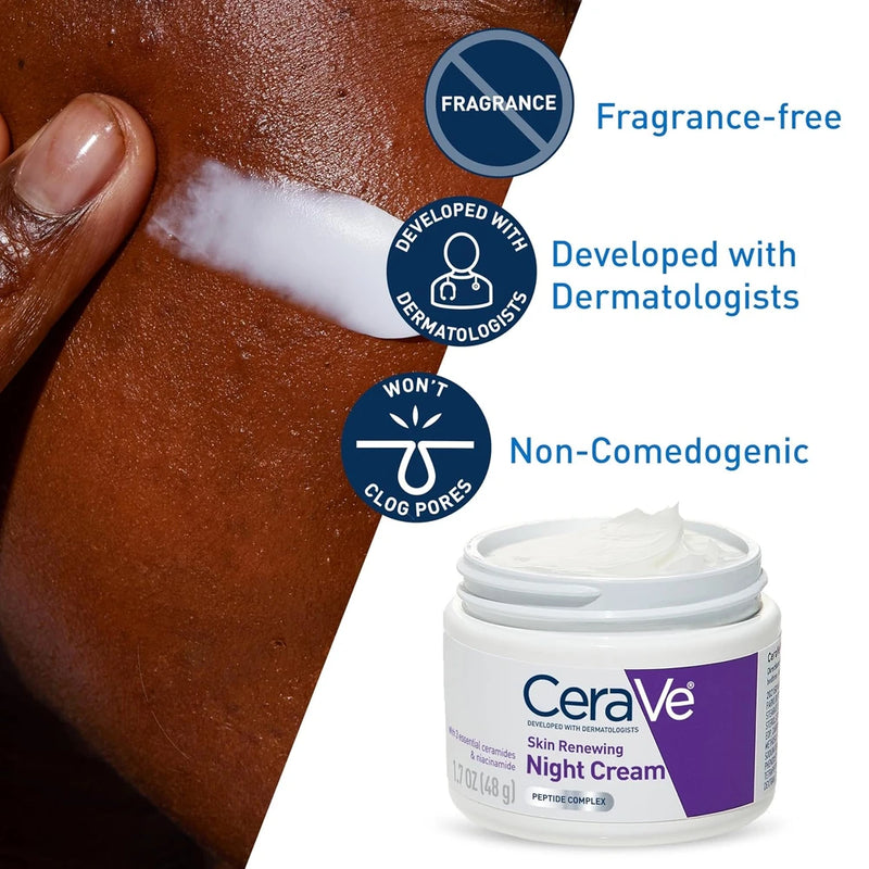 CeraVe Night Cream, Facial Moisturizer with Peptides &amp; Niacinamide, 1.7oz