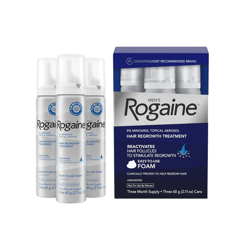 Men's Rogaine 5% Minoxidil Topical Foam, Unscented, 3 x 2.11 oz
