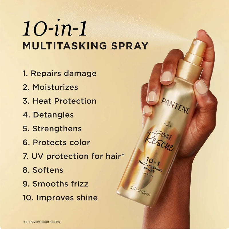 Pantene Miracle Rescue 10-in-1 Multitasking Spray, Heat Protection, 5.7 oz