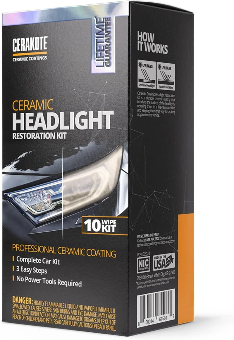 CERAKOTE® Ceramic Headlight Restoration Kit, 10 Wipe Kit