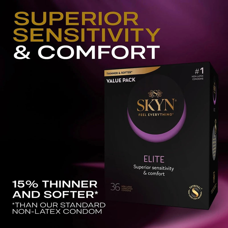 SKYN Elite – 36 Count – Ultra-Thin, Lubricated Latex-Free Condoms