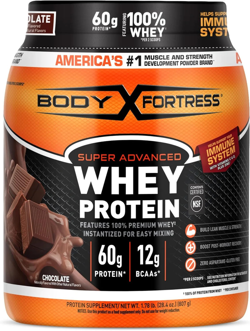 Body Fortress Super Advanced Whey Protein, Chocolate, 1.78 lbs