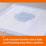 Amazon Basics Leak-Proof Dog and Puppy Potty Training Pee Pads with Quick-Dry 5-Layer Super Absorbent Design, Regular Size 22 x 22 inch, Blue &amp; White, 100 Count