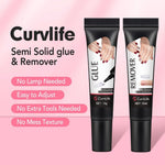 CurvLife 10g Semi Solid Nail Glue for Press Ons with 15ml Nail Glue Remover