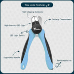 Candure LED Dog Nail Clippers with Light - Pet Nail Clippers with Light for Dogs &amp; Cats, Sharp Stainless Steel Blades for Thick Nails, Safe Grooming Trimmer with Nail File (Sky Blue)