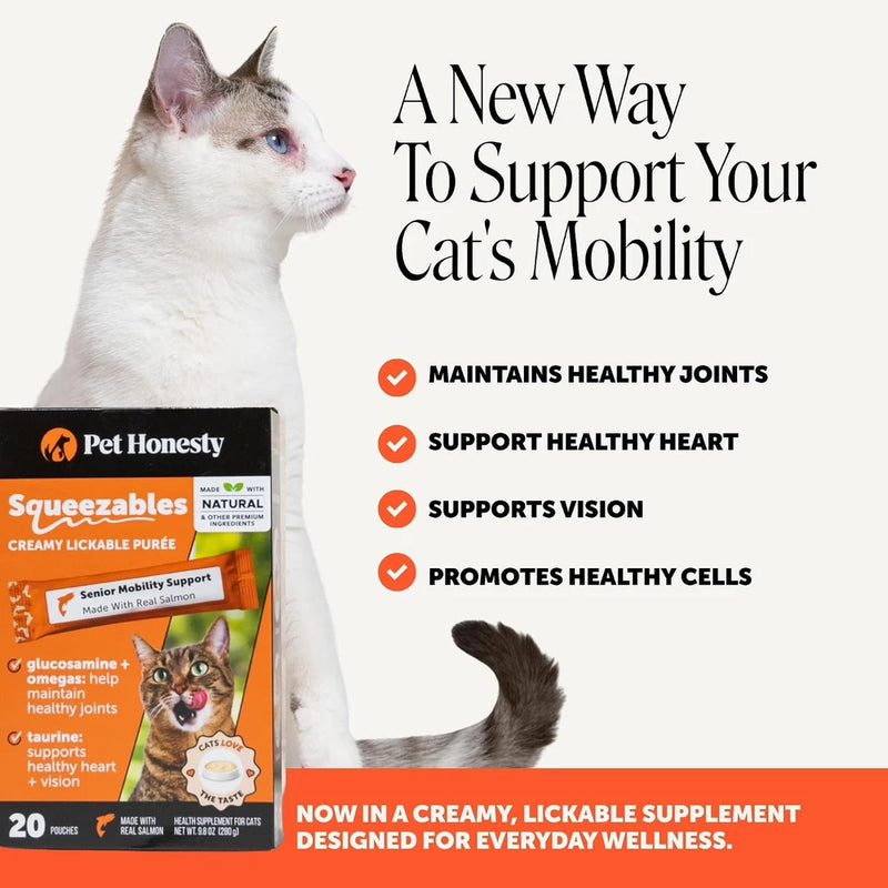 Pet Honesty Vet Backed Cat Joint Supplement Lickable Puree, Salmon, 20 Ct