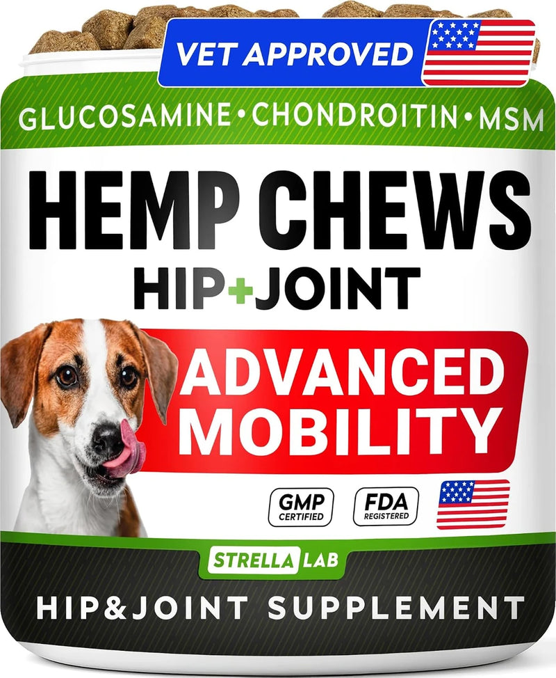 Advanced Joint Hemp Chews for Dogs Mobility - Hip &amp; Joint Pain Relief Chews