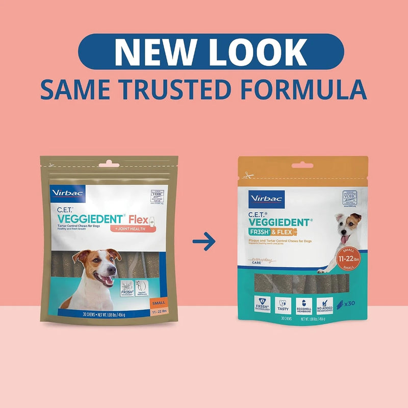 C.E.T. Veggiedent Fr3sh &amp; Flex Plaque and Tartar Control Chew for Dogs, S