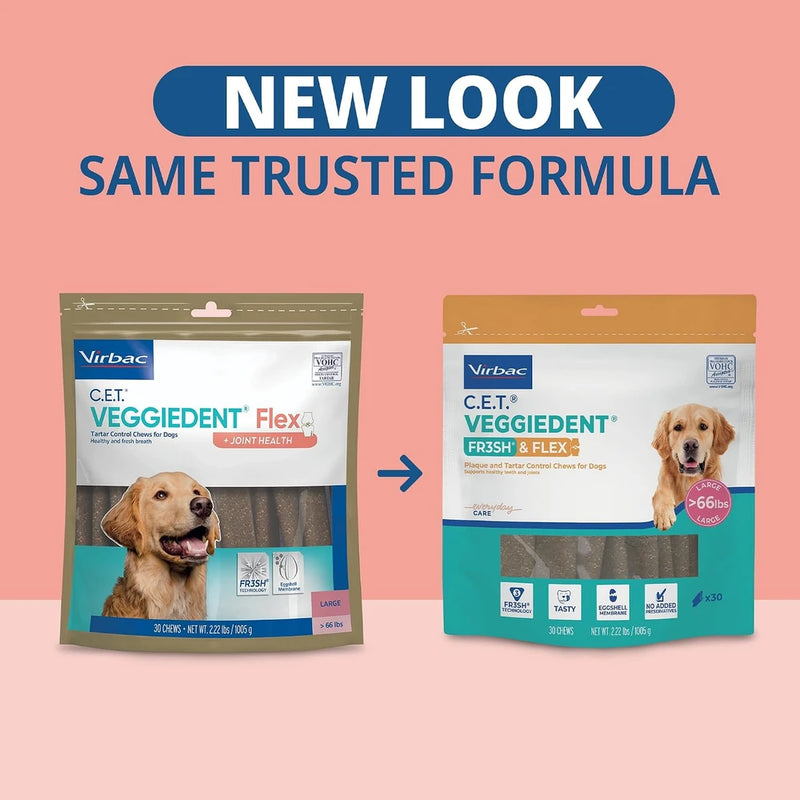 C.E.T. Veggiedent Fr3sh &amp; Flex Plaque and Tartar Control Chew for Dogs, L