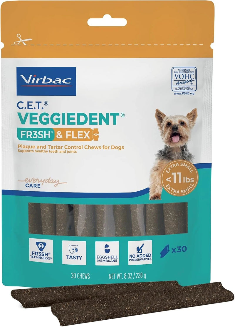 C.E.T. Veggiedent Fr3sh &amp; Flex Plaque and Tartar Control Chew for Dogs, XS