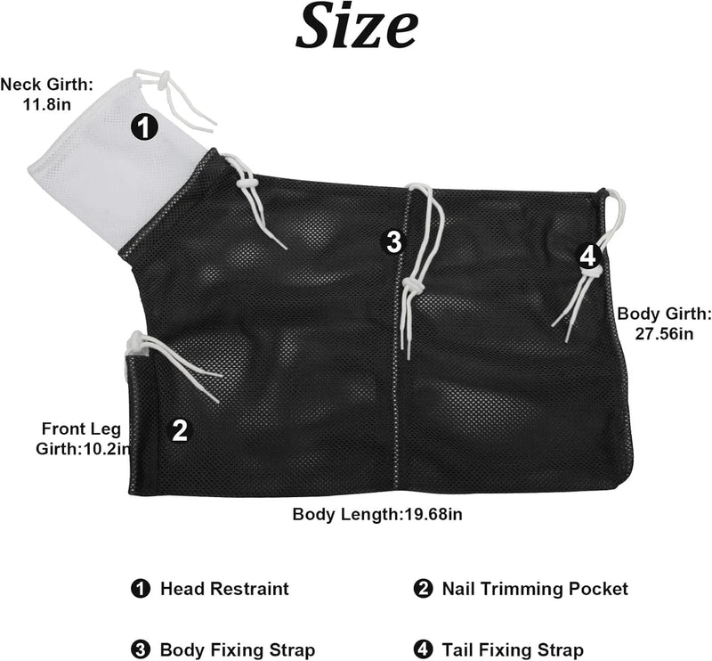 Cat Bathing Bag, Breathable Mesh Cat Shower Bag Anti Scratch Adjustable Grooming Washing Bag for Nail Trimming Soft Polyester