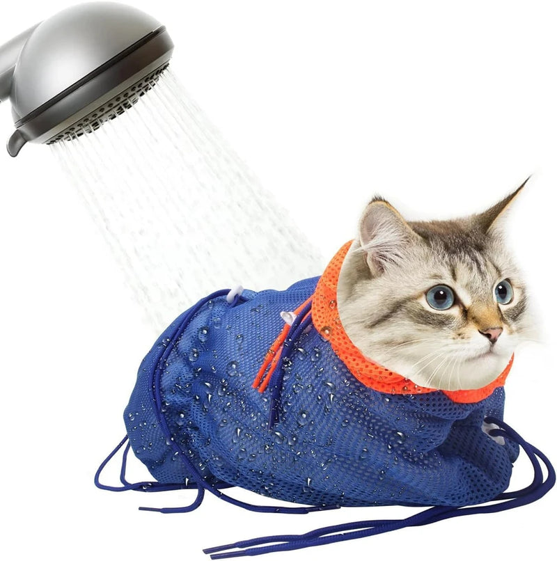 Cat Bathing Bag Anti Scratch-Washing Grooming Shower Bag for Nail Trimming