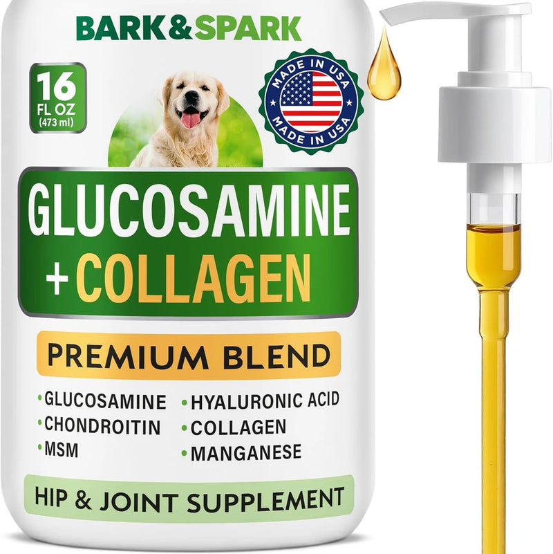 Liquid Glucosamine &amp; Collagen for Dogs, Hip Joint Supplement, Mobility Aid