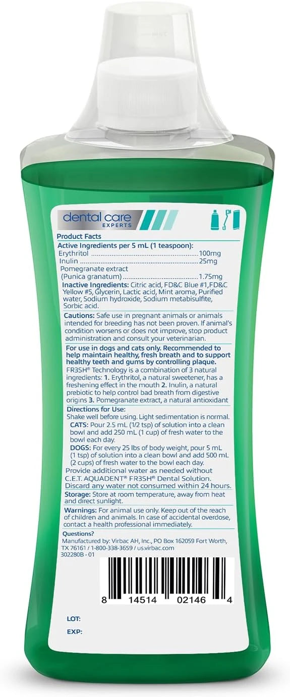 C.E.T. Aquadent Fr3sh Dental Solution for Dogs &amp; Cats, 250 ml