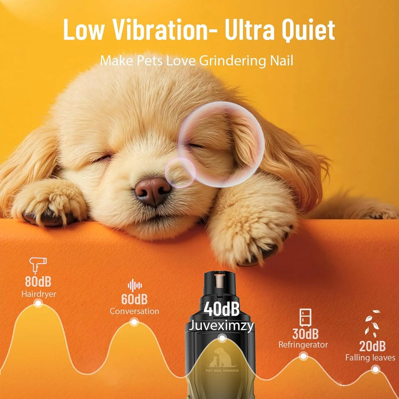 Electric Dog Nail Grinder: Upgraded 5-Speed Quiet Dog Nail Trimmer-Safe Painless Nail File for Claw Trimming &amp; Grooming Care at Home for Dogs &amp; Cats