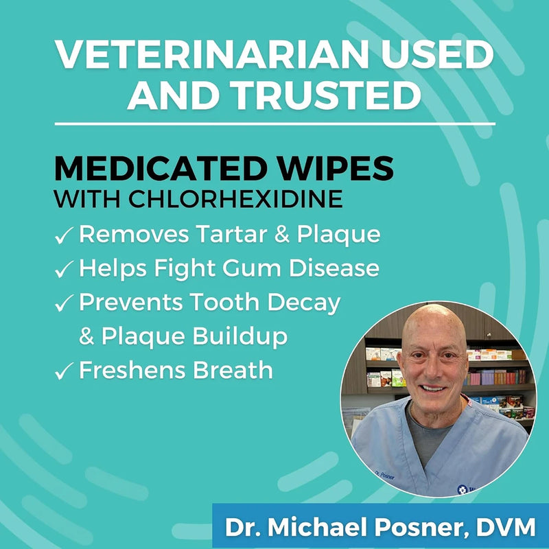 Nootie Medicated Dental Wipes for Dogs with Chlorhexidine, 60 Ct