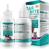 Ear Mites Treatment for Dogs &amp; Cats - Cat Ear Mite Treatment with Aloe Vera, Kills on Contact &amp; Soothes Itching, Vet-Recommended Formula for Pets Ear Cleaning, Fast-Acting 0.75oz Bottle