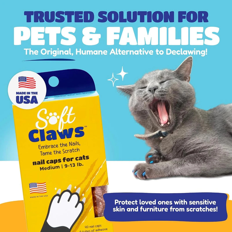 Soft Claws Nail Caps for Medium Cats, 40 Caps, Pink Sparkle