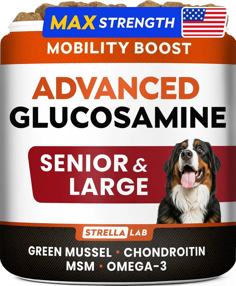 STRELLALAB Advanced Glucosamine for Dogs, Collagen&amp;Green Lipped Mussel