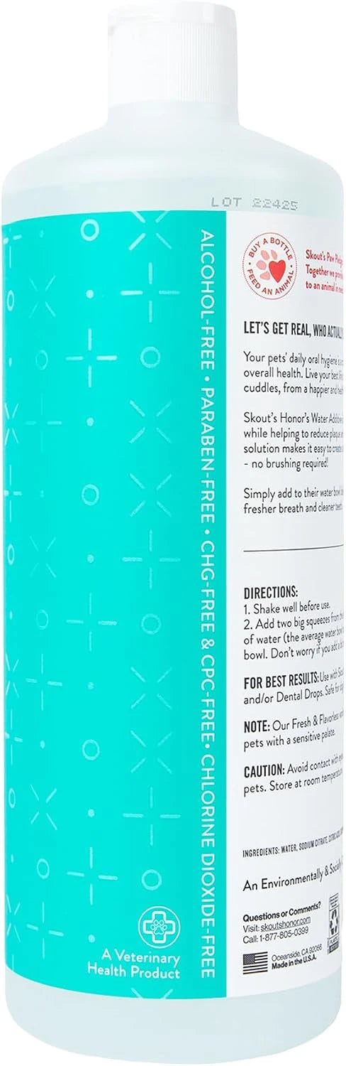 SKOUT'S HONOR Fresher Breath Water Additive for Dogs and Cats, 32 oz
