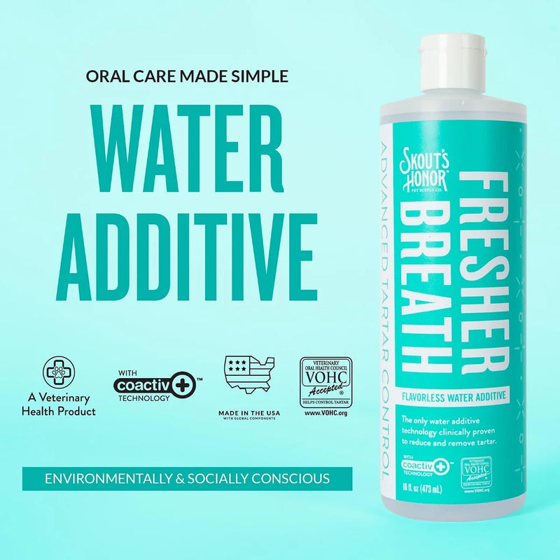 SKOUT'S HONOR Fresher Breath Water Additive for Dogs and Cats, 16 oz
