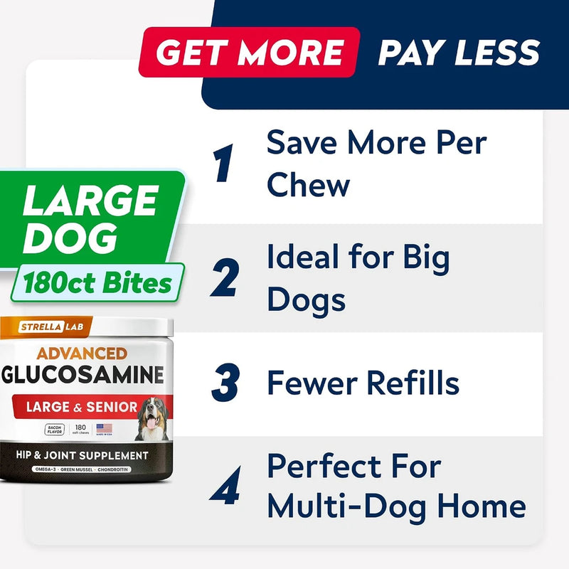 STRELLALAB Advanced Glucosamine for Dogs, Collagen&amp;Green Lipped Mussel