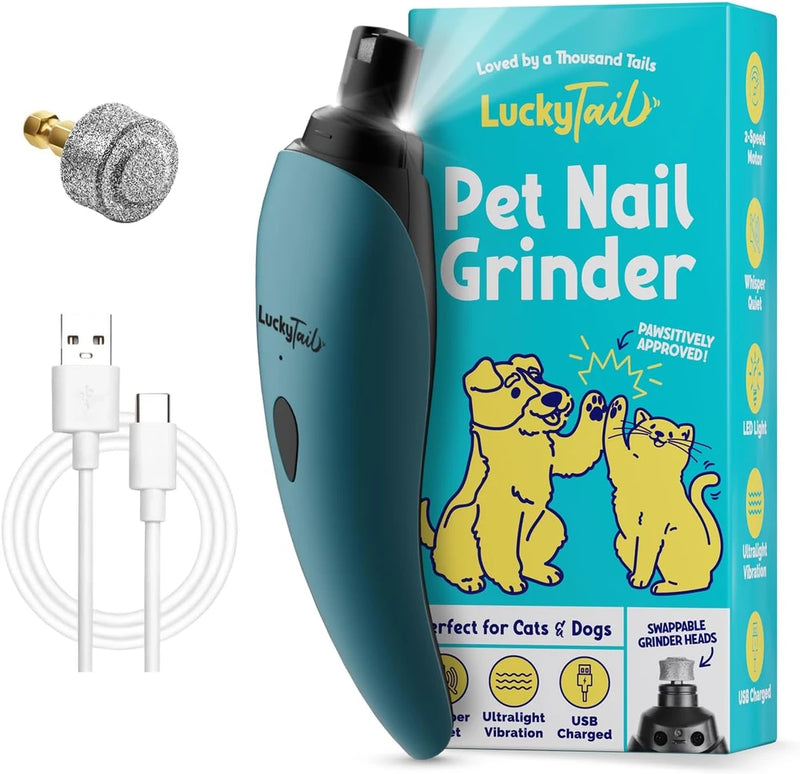 LuckyTail Dog Nail Grinder, Whisper-Quiet, Low-Vibration Trimmer with Light