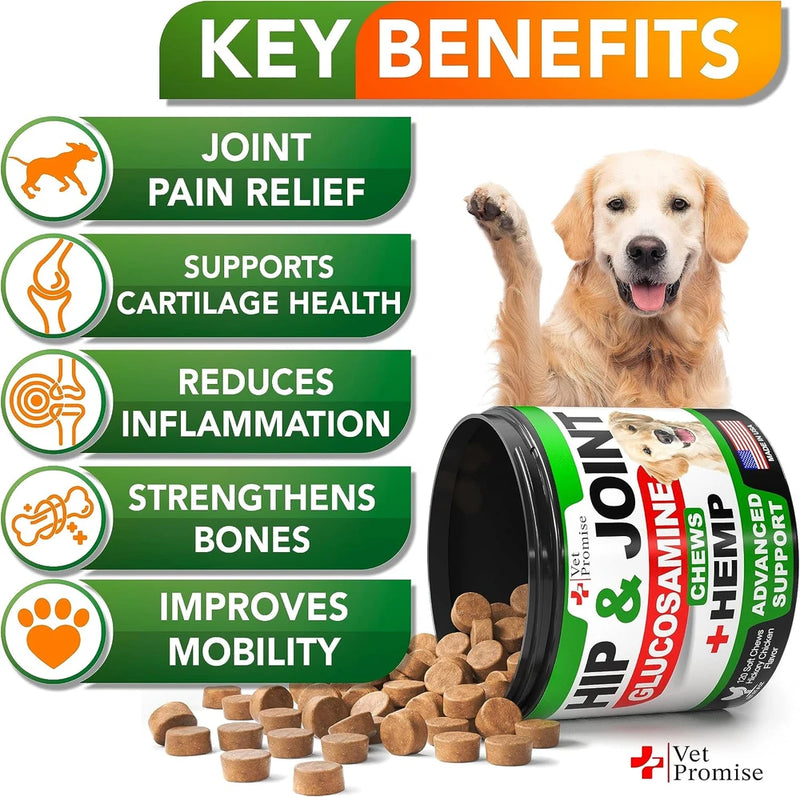Hemp Hip and Joint Support Supplement for Dogs - Glucosamine for Dogs