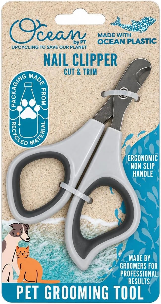 Formit Crafts Ocean Plastic Pet Nail Clippers for Cats and Small Dogs - Professional Stainless Steel Dog Nail Trimmer, Handles Made from Recycled Ocean-Bound Plastic,Color Gray