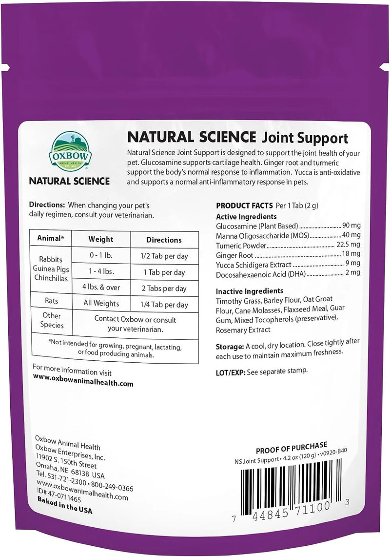 Oxbow Natural Science Joint Supplement for Rabbits &amp; Guinea Pigs, 4.2 oz
