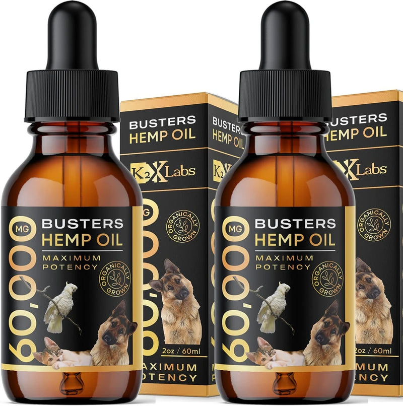 Buster's Hemp Oil for Dogs &amp; Cats, Calm, Joint, Coat, 2-Pack 60ml