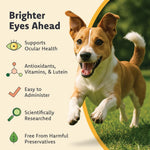 Ocu-GLO Cat &amp; Dog Supplement for Eye Support - Chewable Vision Vitamins Supplements for Large and Small Pets Care with Lutein, Omega-3 Fatty Acids, Grape Seed Extract &amp; Antioxidants