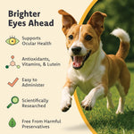 Ocu-GLO Cat &amp; Dog Supplement for Eye Support - Chewable Vision Vitamins Supplements for Large and Small Pets Care with Lutein, Omega-3 Fatty Acids, Grape Seed Extract &amp; Antioxidants