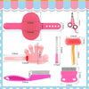 Rabbit Grooming Kit, Rabbit Brush for Shedding with Bunny Nail Clipper, Rabbit Nail Trimmers with Pet Combs for Hamster Guinea Pig Ferret by KALAMANDA(Pink)