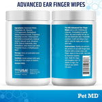 Pet MD Advanced Ear Finger Wipes for Dogs &amp; Cats - Cucumber Melon (50ct)