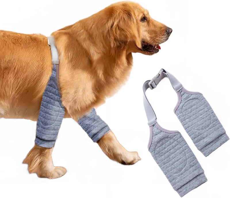 MANON ROSA Dog Elbow Pads – Knee Wrap Front Leg Sleeves for Large Dogs, Wound Protection &amp; Anti-Licking Brace for Injured Legs or Joints (Sleeve Length 11.4in, Suit. Wt 66-80lbs, X-Large, Gray)